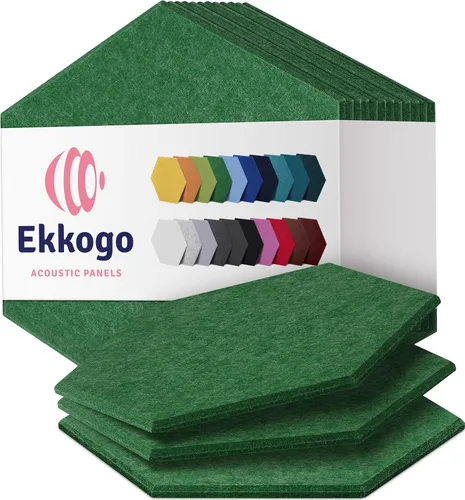 Vista 108 de Paneles acústicos de alta densidad para amortiguar sonidos, forma hexagonal, paquete de 12 unidades de 14" x 12.1" x 0.4", color turquesa océano