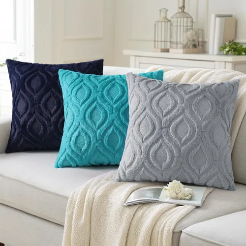 Vista 4 de decorUhome Juego de 2 fundas de almohada de 12 x 20 pulgadas, fundas de almohada de felpa suave de lana sintética azul gris sólido para sofá, cama