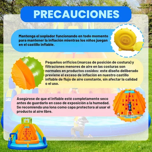 Vista 8 de WELLFUNTIME - Tobogán de agua inflable, casa de rebote con cubo de agua, piscina profunda, pared de escalada con cuerda, castillo hinchable