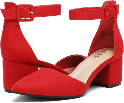 Vista 2 de DREAM PAIRS Annee - Zapatos de tacón bajo y grueso con puntera puntiaguda