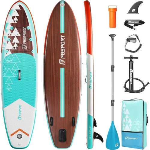 Vista 34 de FBSPORT Tabla de remo de pie prémium de 11 pies, tabla de yoga con accesorios de SUP y bolsa de transporte, amplia posición, control de surf
