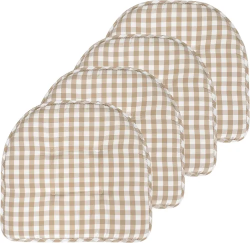 Vista 119 de Sweet Home Collection - Cojín de espuma viscoelástica para silla con capitoné, antideslizante, en forma de U, de 17 x 16 pulgadas, a cuadros Cuadros