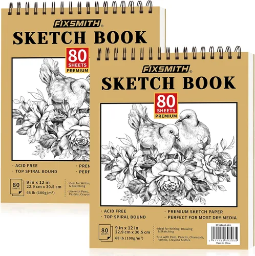 Vista 23 de FIXSMITH Cuaderno de bocetos de 5.5"X8.5" 100 hojas (68 lb/100gsm) Cuaderno de bocetos Papel de dibujo libre de ácido Bloc de bocetos