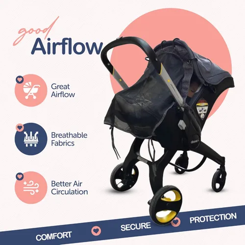 Vista 3 de Parasol para carriolas y asientos de coche, parasol universal ajustable, FPS 30, transparente, tu bebé verá el mundo y estará protegido, de IntiMom