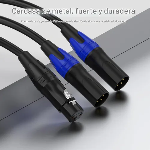 Vista 5 de Cable divisor XLR en Y, 2 hembra a 1 macho, cable de conexión XLR para micrófono equilibrado izquierdo y derecho, doble hembra a macho individual