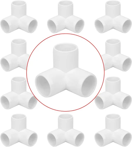 Vista 62 de Paquete de 12 accesorios de PVC de 3 vías de 1 pulgada de grado SCH40 para muebles, conector de tubería de PVC de 3 vías para estante de jardín