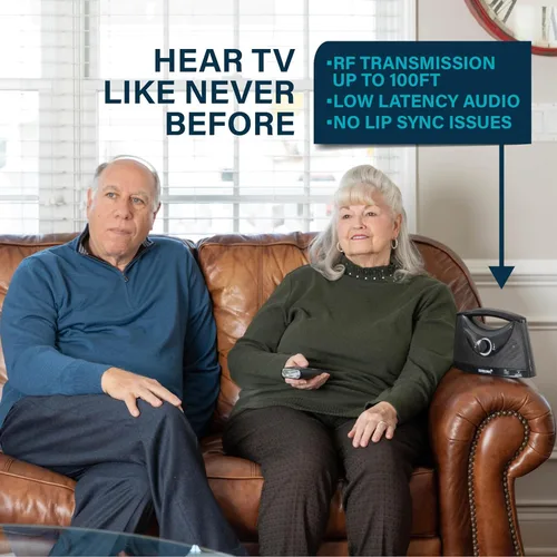 Vista 2 de SEREONIC PRO Portable Wireless TV Speakers for Smart TV Without The Blaring Volume, Ideal for Elderly and Hard of Hearing with Extra Earbuds and