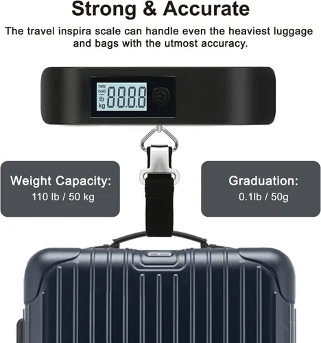 Vista 8 de travel inspira Báscula digital para equipaje, báscula de equipaje, 110 libras 110.2 lbs, batería incluida, Balanza digital para equipaje portátil