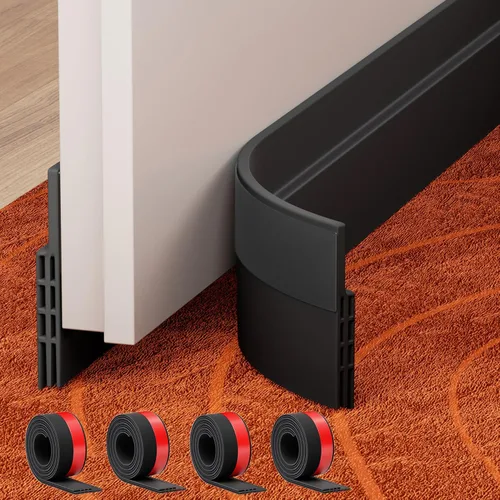 Vista 7 de GroTheory - Juego de 2 topes para puerta, bloqueador de corrientes de aire para parte inferior de puertas, contra el clima, bloqueador de ruido