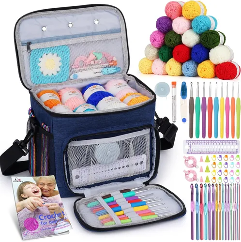 Vista 13 de Aeelike Kits de aprendizaje de ganchillo para principiantes, kit de inicio de ganchillo con todo, hilo acrílico de 1093 yardas para ganchillo, juego