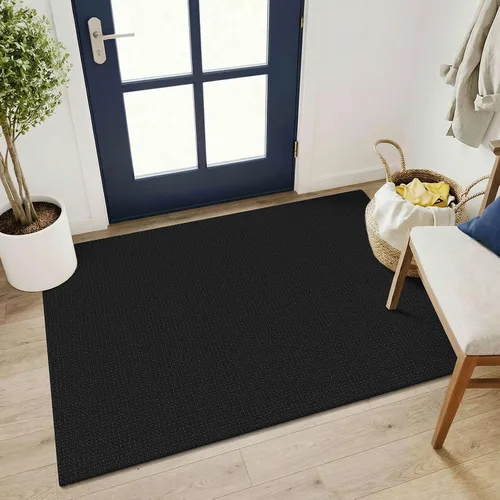 Vista 151 de KOZYFLY - Tapete para puerta de interior, lavable, pequeña, antideslizante, con respaldo de goma, felpudo de algodón para el hogar, color negro