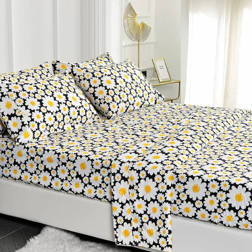 Vista 38 de American Home Collection - Juego de sábanas y fundas de almohada estampadas de 6 piezas, con 14 pulgadas de caída; sábanas de microfibra con doble