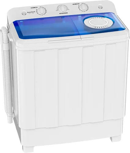 Vista 9 de Auertech Lavadora portátil, lavadora de doble tina de 40 libras, mini máquina de lavandería compacta con bomba de drenaje, lavadora semiautomática