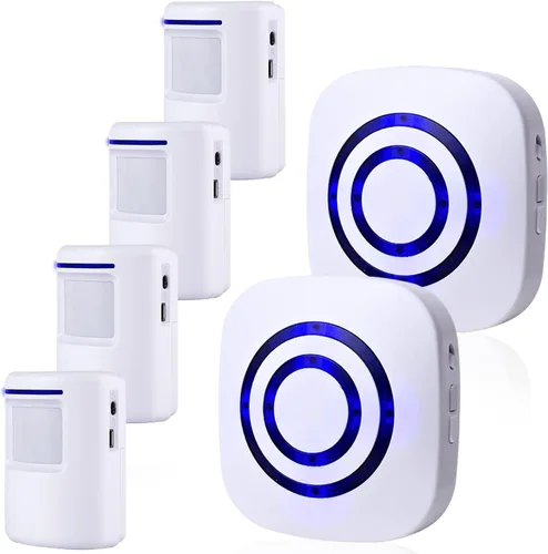Vista 8 de Alarma de sensor de movimiento Bestoone, alarma de entrada inalámbrica de largo alcance, sistema de seguridad para el hogar con timbres eléctricos