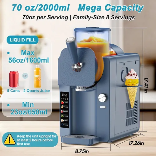 Vista 5 de Máquina para hacer helados, máquina de granizado para el hogar, máquina de granizado de 70 onzas, máquina de margarita con 6 programas
