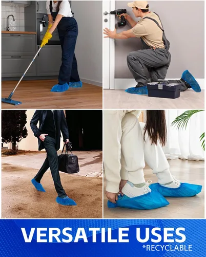 Vista 6 de Buself Fundas desechables resistentes para zapatos, extra grandes de 6.7 x 17.7 pulgadas, grosor de 0.3 onzas, botines antideslizantes impermeables