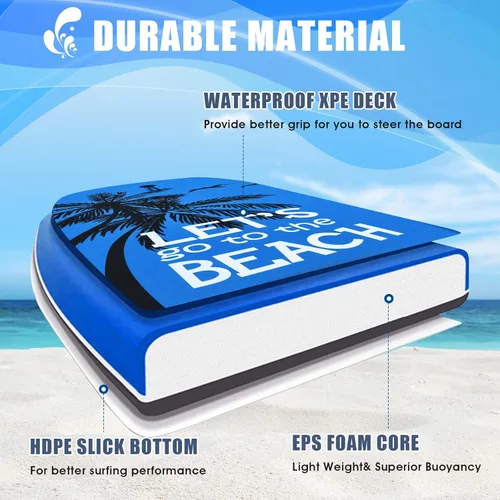 Vista 3 de Goplus Bodyboard para playa, 33/37/41 pulgadas, tabla de cuerpo ligero con correa de muñeca, núcleo EPS, cubierta XPE, parte inferior lisa de HDPE
