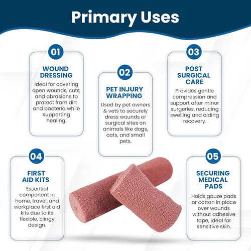 Vista 2 de JorVet Gasa marrón 100% algodón, suave y transpirable para el cuidado de heridas, apósitos de mascotas y uso médico, cómoda e ideal para curación