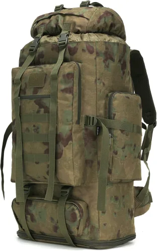 Vista 8 de Mochila impermeable que acampa que camina 70L/100L Molle mochila grande Daypack para viajar, Camuflaje del bosque