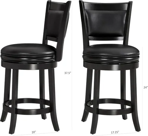 Vista 27 de Ball & Cast Taburetes giratorios tapizados para mostrador de cocina, taburetes de bar de 24 pulgadas de altura del asiento, silla de taburete