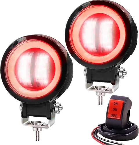 Vista 9 de Luces antiniebla para motocicleta con interruptor, luces auxiliares de motocicleta de 3 pulgadas, luces LED redondas tipo halo, luces exploradoras