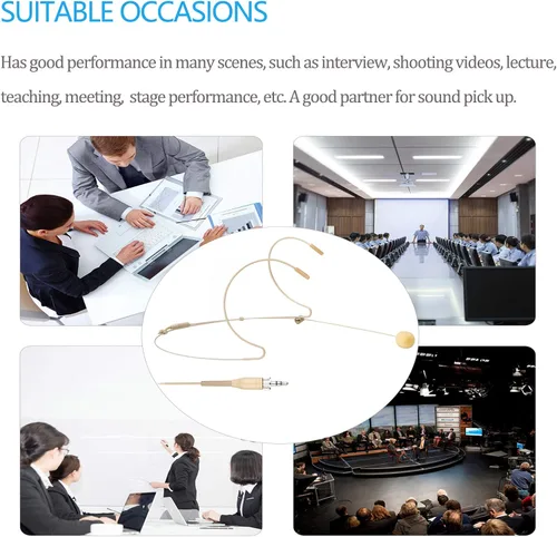 Vista 6 de Auriculares con micrófono para colgar sobre la oreja para Sennheiser Wireless System Bodypack transmisor, ideal para conferencias, actuaciones