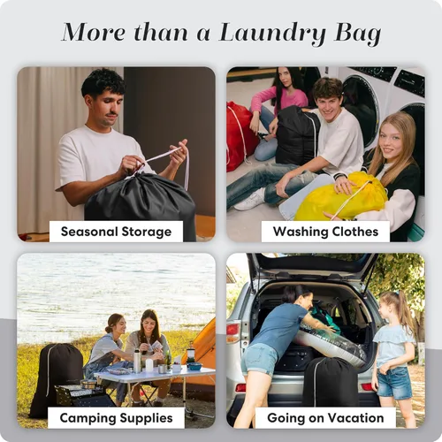 Vista 7 de Handy Laundry Nylon XL - Gran capacidad con cordón de cierre, lavable a máquina, se ajusta a cestas o cestos de lavandería, sostiene 3 cargas