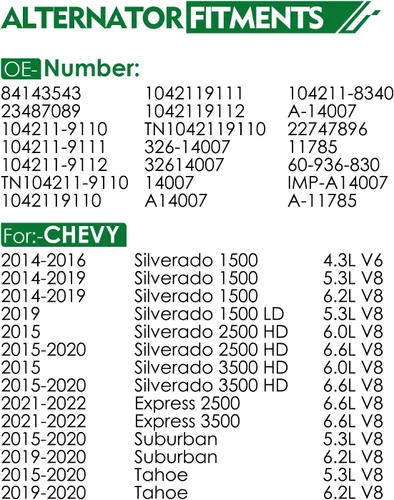 Vista 93 de Alternador de 4.0L para: Ford Explorer 2002 2003 2004, Explorer Sport Trac 2001-2004 para: Mercury Mountaineer 2001-2004, polea de 6 ranuras de 12V