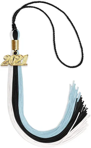 Vista 9 de Endea - Borla de graduación de triple color con gota de fecha dorada (negro/dorado/granate, 2020)