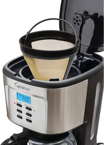 Vista 2 de Capresso Cafetera de 12 tazas con jarra de vidrio, acero inoxidable y negro 416.05