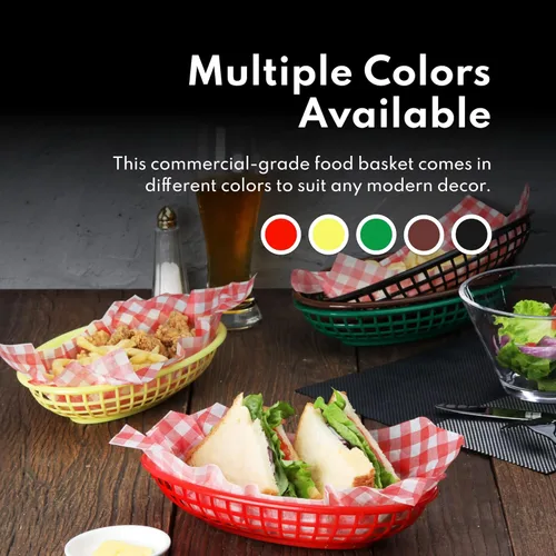 Vista 8 de New Star Foodservice Cestas de comida rápida, 9 1/4 x 6 pulgadas, ovaladas, juego de 12, color negro