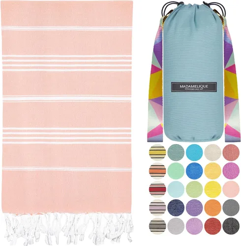 Vista 42 de Madamelique Toalla de playa con bolsa de playa de 39 x 74 pulgadas, toallas de playa prelavadas de gran tamaño -% 100 algodón, secado rápido, sin