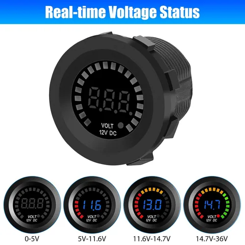 Vista 3 de Linkstyle Medidor de Batería de 12 V, Voltímetro Impermeable de 12 V, Medidor de Voltaje de Pantalla Digital para Marina, Auto, Motocicleta