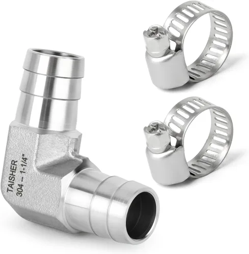 Vista 47 de TAISHER 1 PIEZA Accesorio de Manguera Codo de Acero Inoxidable 304 de 90 Grados - Púa de 1" x Púa de 1" para Combustible/Aire/Líquido/Gas con 2