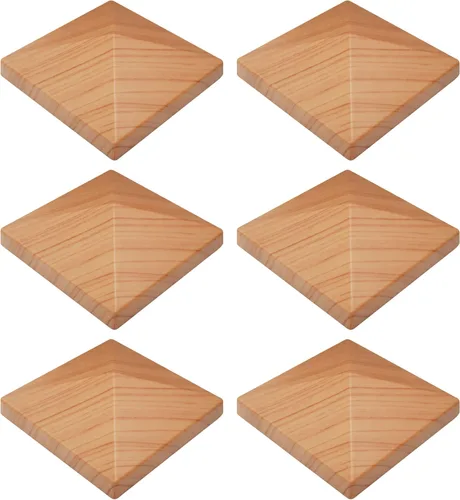 GKOLED Paquete de 6 tapas de vinilo de PVC de grano de madera piramidal de 3.5 x 3.5 pulgadas, para postes de madera con tamaño real de 3.5 x 3.5