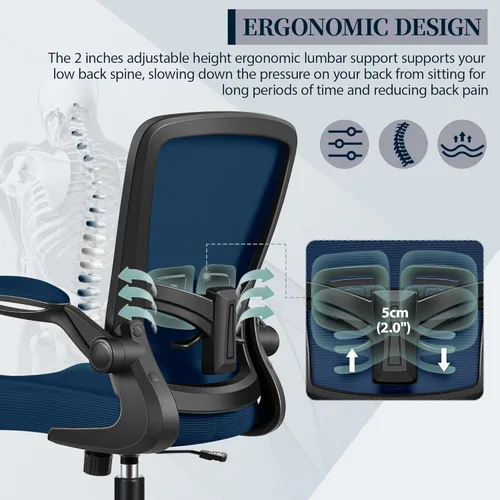 Vista 19 de FelixKing Silla de oficina, silla de escritorio ergonómica con altura ajustable y soporte lumbar, sillas giratorias, silla de computadora