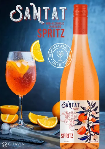 Vista 4 de Santat Spritz Aperitivo amargo de naranja espumoso inspirado en el Mediterráneo 0% ABV sin alcohol listo para beber 25.4 fl oz Importado