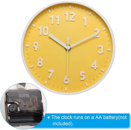 Vista 4 de PATIKIL Reloj de pared de 8 pulgadas, con número 3D, de cuarzo, funciona con pilas, silencioso, sin tictac, redondo, para oficina, dormitorio