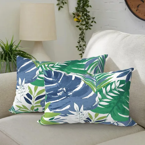 Vista 35 de DYTXIII Paquete de 2 almohadas lumbares impermeables para exteriores con insertos, 12 x 20 pulgadas, almohada decorativa rectangular para patio