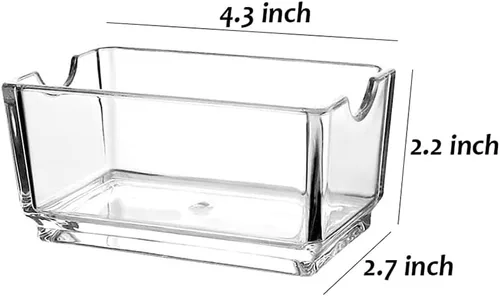Vista 4 de Sizikato 2pcs Clear Acrylic Sugar Packet Holder Square Tea Bag Bowl, 4.3 Pulgadas 2 pzas