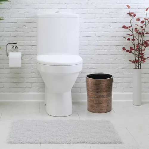 Vista 5 de Noamus Hipsteen - Paquete de 3 cubos de basura pequeños vintage, de plástico redondo de 1.7 galones, cubo de basura de grano de madera con anillo