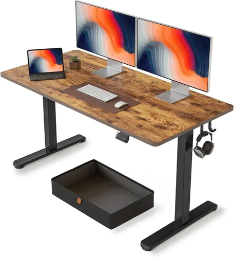 Vista 14 de FEZIBO Escritorio eléctrico de pie de 40 x 24 pulgadas, altura ajustable, sentarse y pararse, escritorio de oficina para computadora con tablero