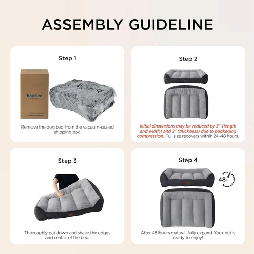 Vista 8 de Bedsure Camas ortopédicas para perros de tamaño grande, cama extra gruesa de apoyo para perros grandes con funda impermeable lavable, sofá cama