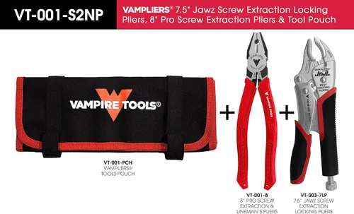 Vista 2 de VAMPLIERS Juego de alicates especiales de extracción de tornillos de 2 piezas: incluye alicates de bloqueo JAWZ de 7.5 pulgadas + alicates PRO