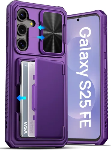 Vista 22 de ATATOO Funda tipo cartera para Samsung Galaxy S25, tarjetero integrado (3-5 tarjetas) [bloqueo RFID] y cubierta de cámara deslizante, protección