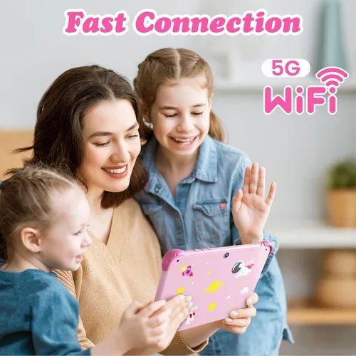 Vista 2 de Tableta para niños de 10 pulgadas para niños de 3 a 7 32 GB ROM Tablet para niños pequeños con soporte para estuche, tableta Android para niños