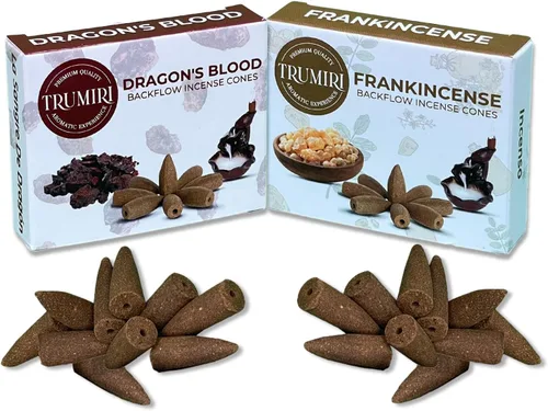 Vista 43 de TRUMIRI Conos de incienso de reflujo – Paquete combinado de 20 conos de incienso en cascada – 10 limoncillo + 10 eucaliptos – Conos de incienso