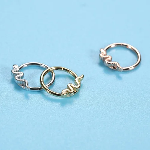 Vista 3 de FUNLMO 18G 16G - Piercing para tabique apilado, triple apilado, acero quirúrgico, daith, caracola, hélix, cartílago, lóbulo, piercing