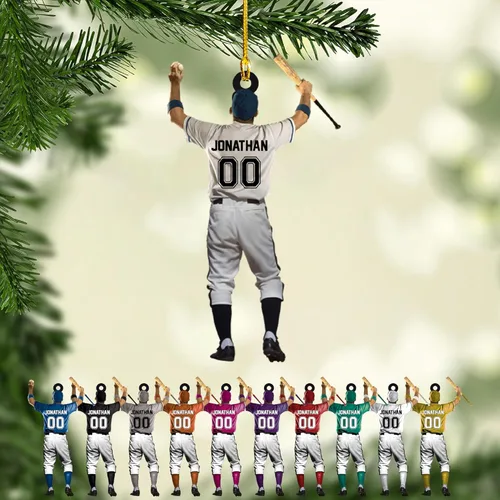 Vista 26 de Personalized Baseball Ornament, Custom Name and Jersey Number Flat Ornaments, Sports Christmas Decoration for Boys, Athletes, Coaches, Baseball