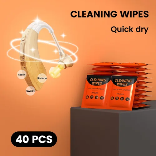 Vista 3 de Kit de limpieza de audífonos con toallitas de limpieza, herramientas de limpieza para audífonos que incluyen cepillo y bucle de cera, imán y paño